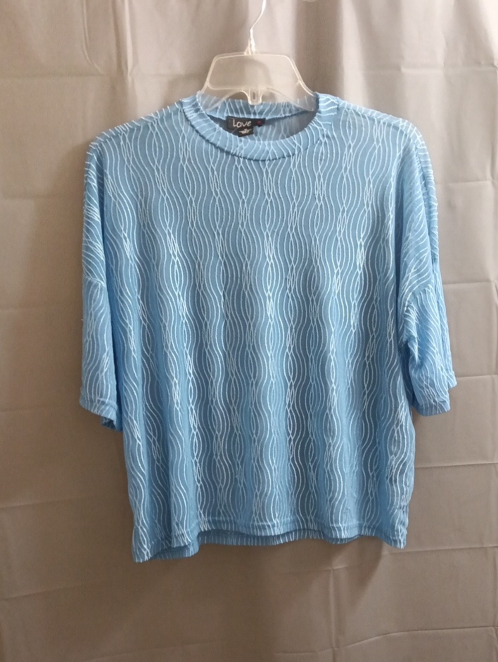 Love Light Blue Top with White Wave Pattern